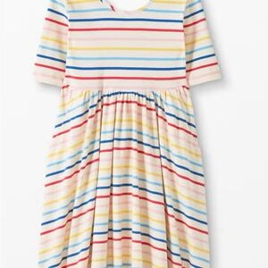 Hanna Andersson Cream Dress with Blue, Red, Yellow, and Pink Stripes